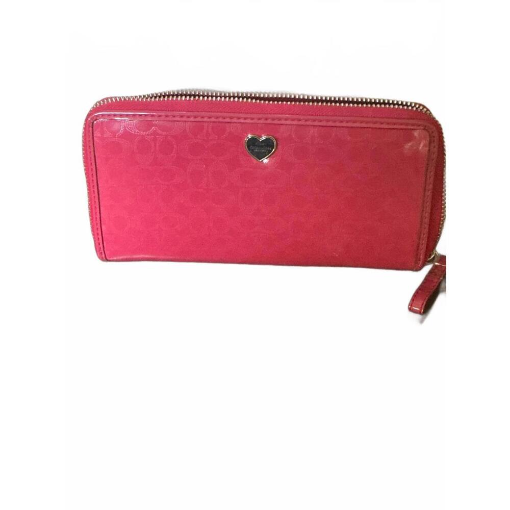 Coach Signature Leather checkbook zip top wallet - Picture 2 of 4